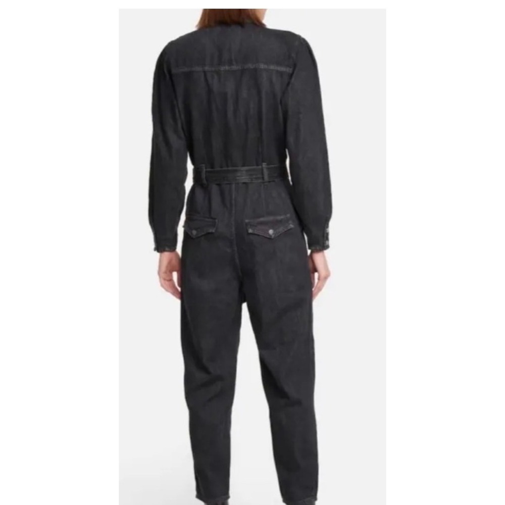 Veronica Beard Jeans Womens Black Denim Jumpsuit Long Sleeve Boiler Suit Size L - Picture 4 of 7